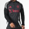 Adidas Manchester United Slim Fit Versatile Long Sleeve Football Shirt Men Tops Black Gray IS8082