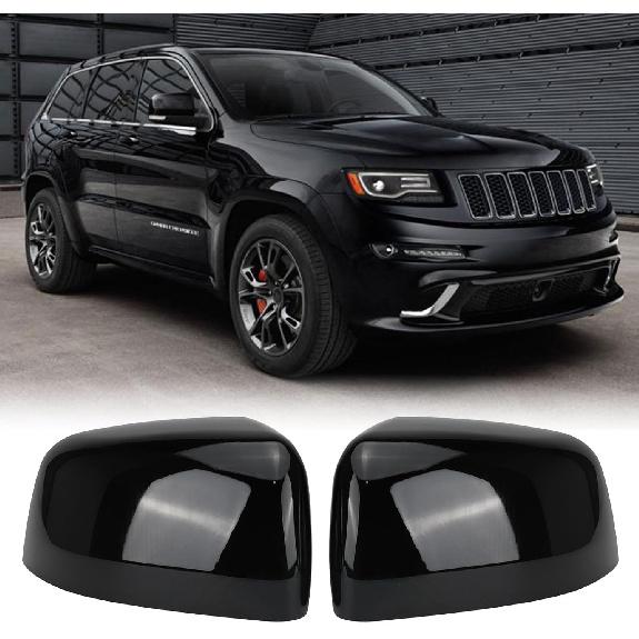 Glossy Black Direct Replacement Mirror Cover for 2011- Jeep Grand Cherokee and 2011-2025 Dodge Durango, Directly Replace Style, Not Sticker Style