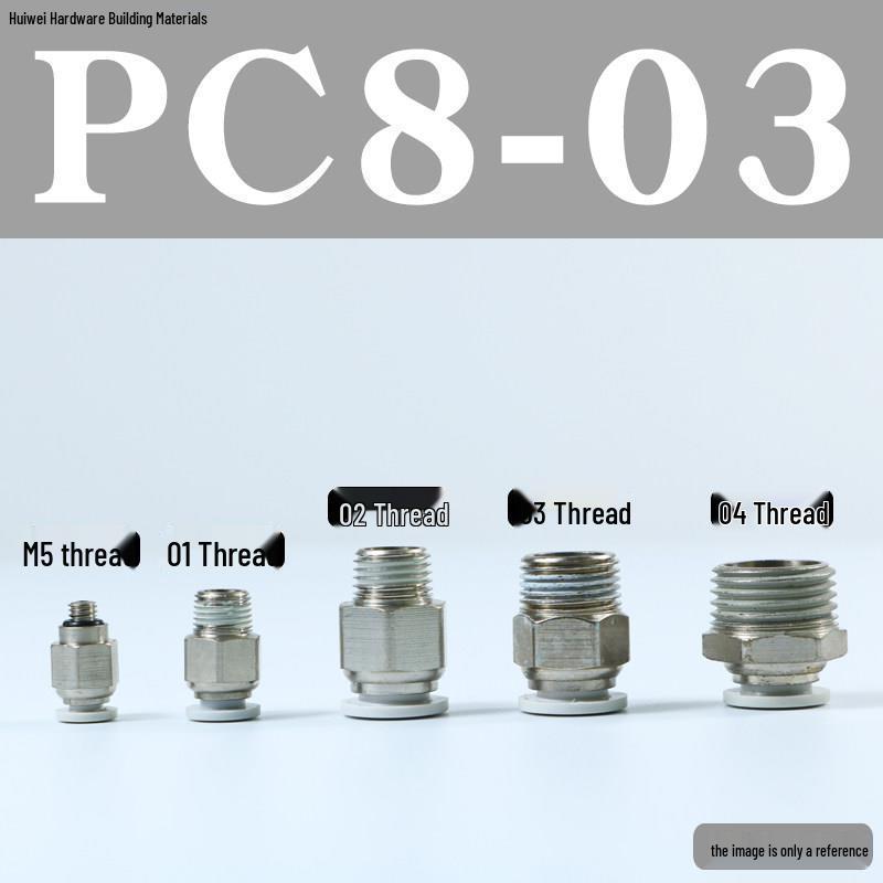 Pneumatic Push-to-Connect Air Hose Fitting - Quick Connectors PC6, PC8, PC12 (M5 Thread)
