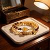 Bracciale Multi-filo Occhio di Tigre Cristallo Giallo: Regalo da Donna con Perline per Attirare Ricchezza e Fortuna