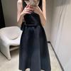 Early Spring U-neck Slim-fit Waistband Vest Dress - Simple Classic Casual Style