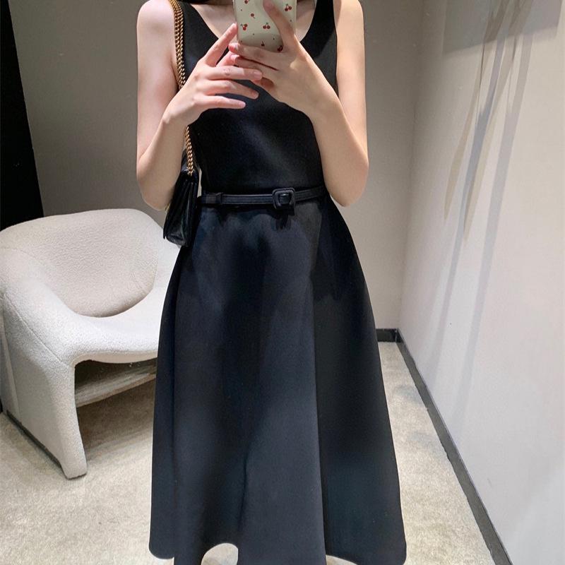 Early Spring U-neck Slim-fit Waistband Vest Dress - Simple Classic Casual Style