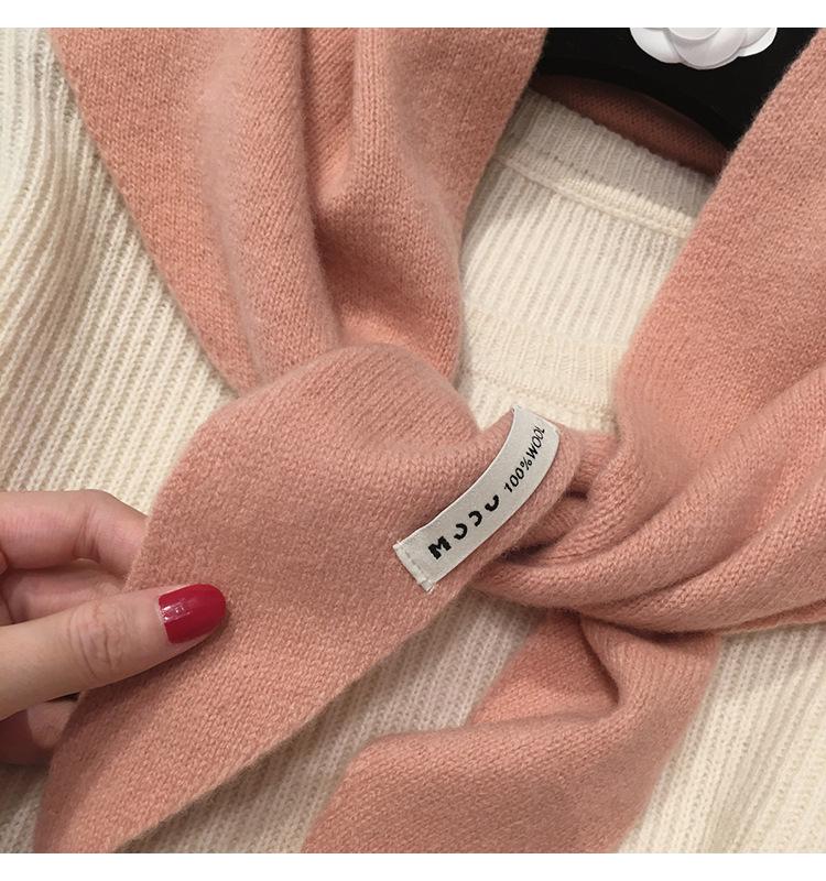 Premium Australian Wool and Cashmere Solid Color Women's Triangle Shawl-Scarf