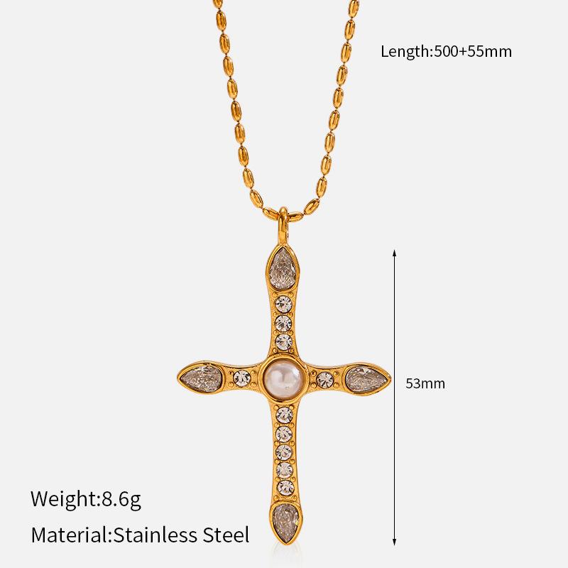 Vintage Minimalist Titanium Steel Cross Necklace Light Luxury Pendant Jewelry for Women Men