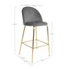 Laust Tabouret de bar gris velours, gris, laiton.