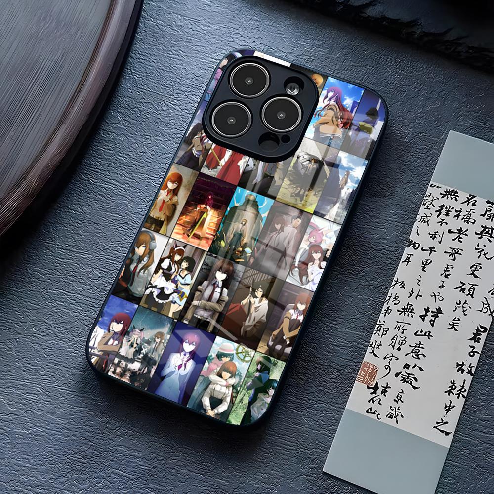 Steins Gate Phone Case For IPhone 13 Pro Max 14 16 Plus 12 Mini 11 15 X XR XS 8 7 Plus SE Tempered Glass Cover