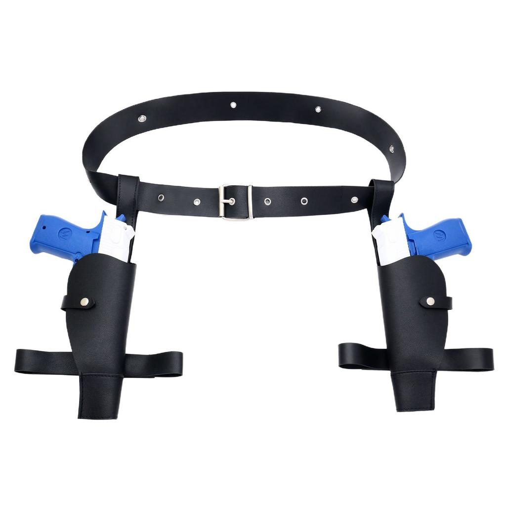 Laura Police Pistol Holster Western Denim Belt Leather Gloves Cosplay Prop Accessories