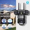 Wireless WiFi/4G Network Camera, HD Night Vision Waterproof CCTV Surveillance, Triple Lens and Triple Screen Security Video Recorder