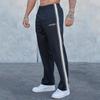 YOUNGLA Men's Patchwork Stripe Track Pants - Casual Embroidered Gym Sportswear