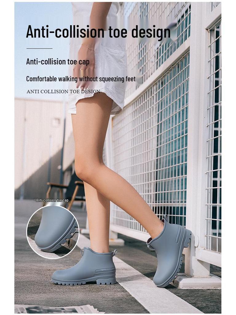 Modische Unisex Kurze Regenstiefel mit Samt, Rutschfestem, Wasserdichtem Design für Damen