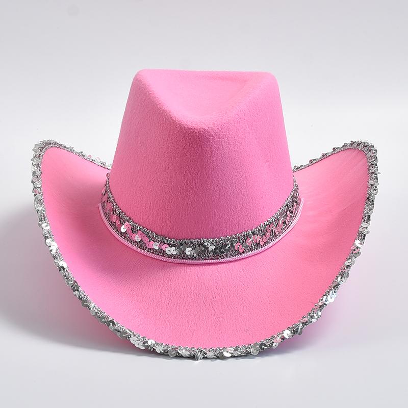 New Pink Cowboy Hat For Women Western Cowgirl Stetson Girls Hot Girl Party Dress Jazz Hats