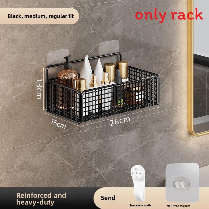 Modern Minimalist Bathroom Wall Shelf With Carbon Steel Material For Storage And Organization