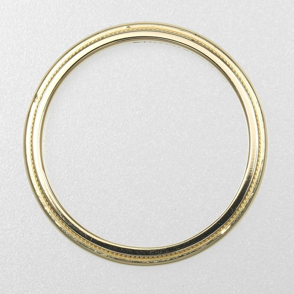 TIFFANY&Co. Gathered Milgrain Ring 0.1" Band K18 Yellow Gold #8.2(US Size) 4.18g Mens Used