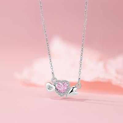 Colar Amor Original Joias Moda Feminina Temperamento Coração Doce Menina Aço Inoxidável Corrente Clavícula