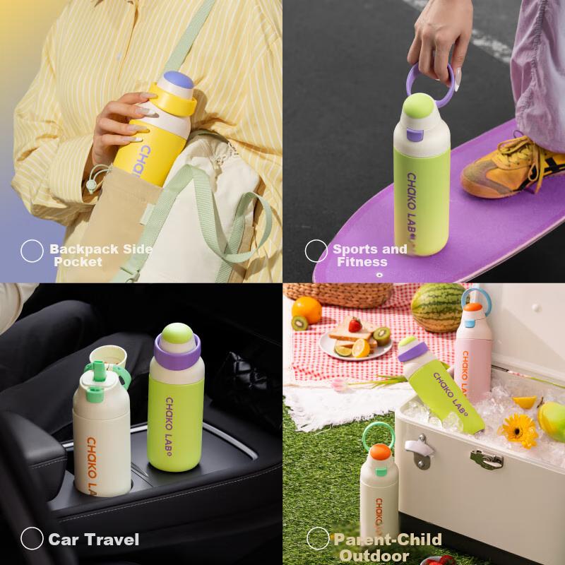 Double-layer Insulated Stainless Steel Straw Cup with Large Capacity, Sports Water Bottle, Portable Office High-value Cup, Pink 700ml