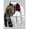 Men's 3D Striped Print Long-sleeve Hoodie, Comfortable, Breathable and Versatile Men's Top