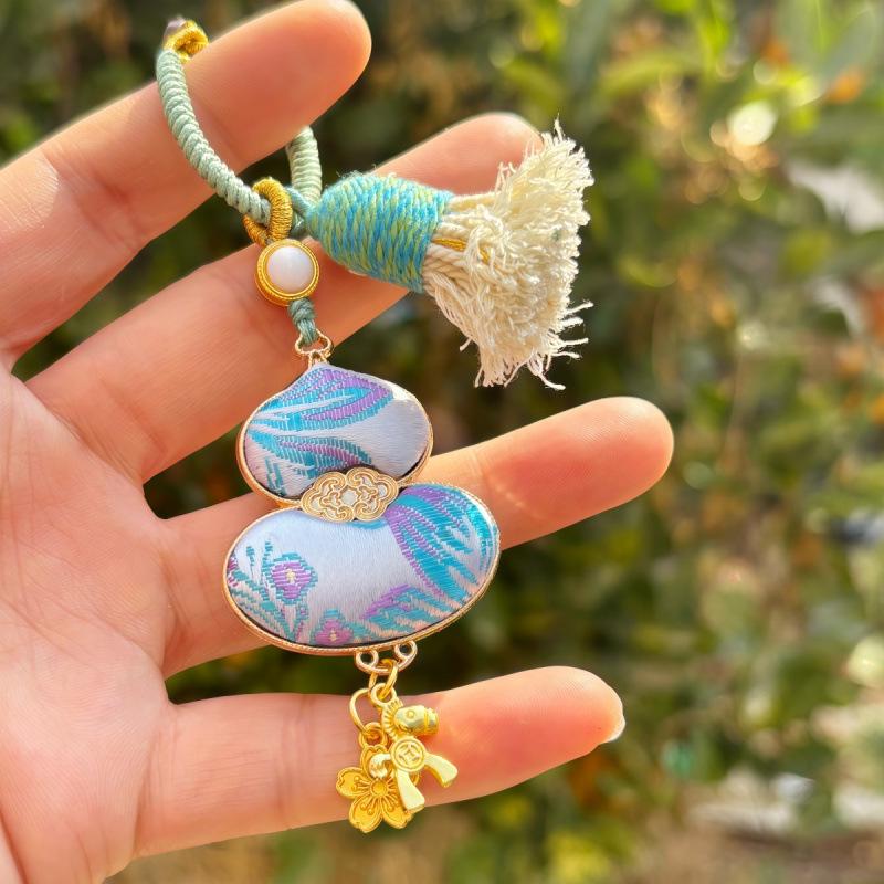 Pure Handmade Song Brocade Horse Pendant Charm – Double-Sided Fortune & Prosperity Tassel Ornament