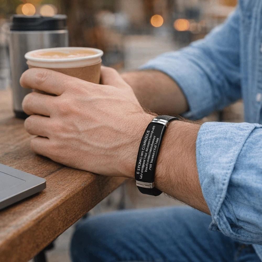 Adjustable Christian Faith Bracelet Black Stainless Steel Inspirational Bracelet Unisex