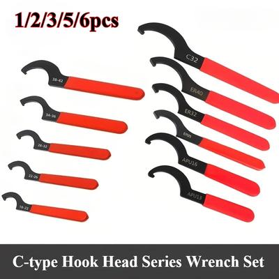 6pcs Hook Wrenches Tools Set C-Shape Spanner Wrench for Shock Adjustment Motorcycle Car Repair Spanner Tool Universal Hand Tool