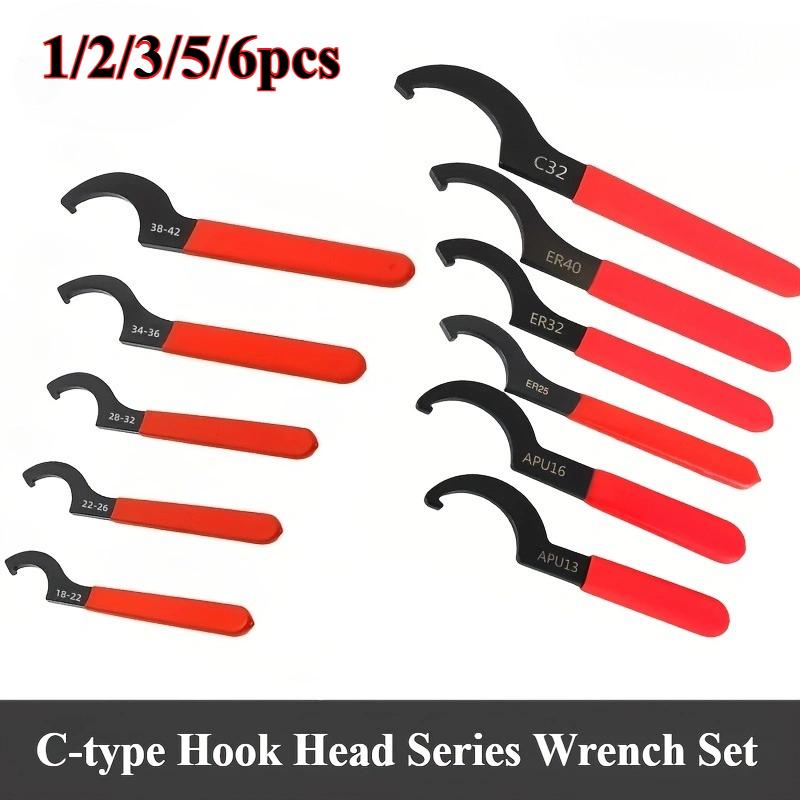 6pcs Hook Wrenches Tools Set C-Shape Spanner Wrench for Shock Adjustment Motorcycle Car Repair Spanner Tool Universal Hand Tool C20