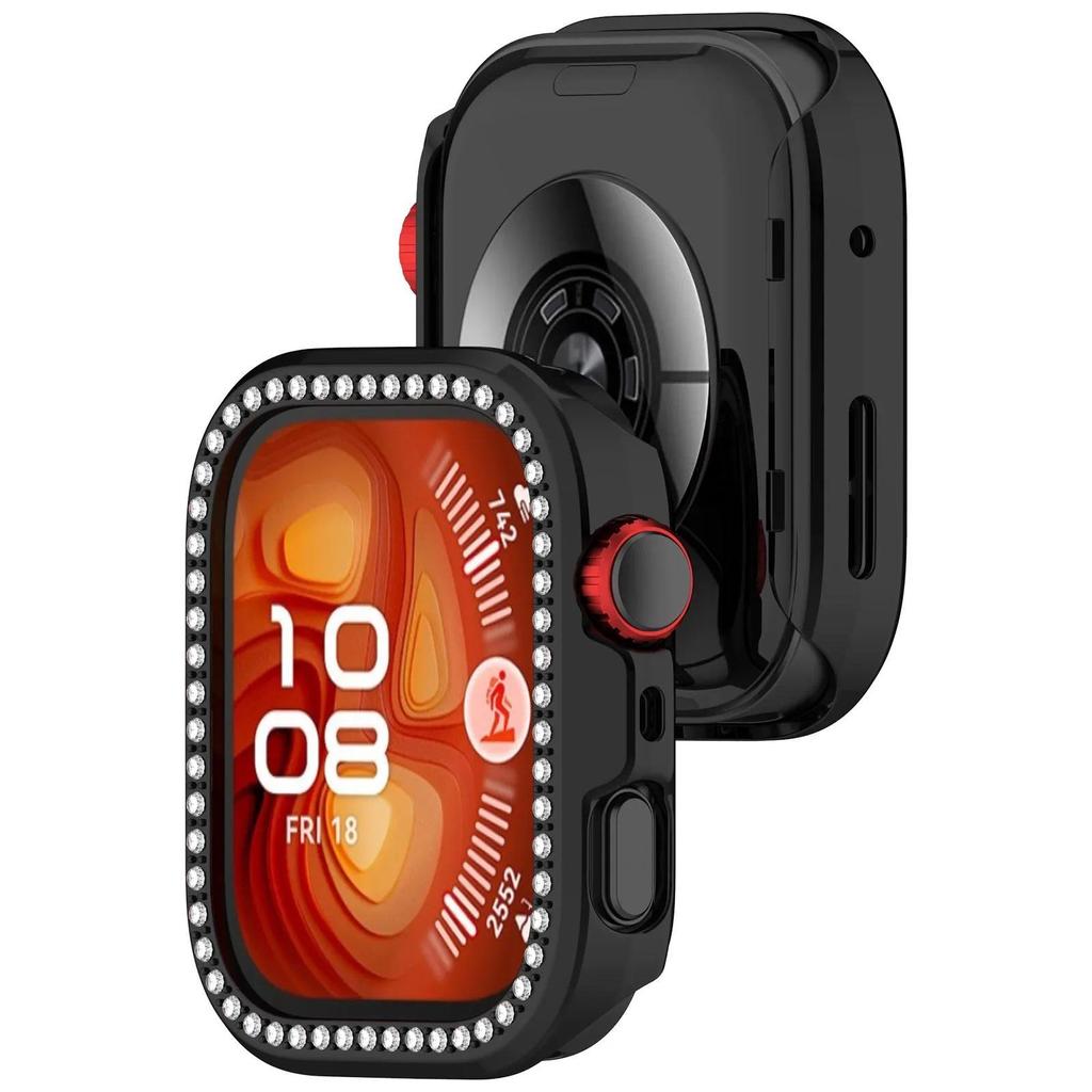 Anti Drop Anti Scratch Screen Protector Case For Huawei Watch fit4/4 Pro Watch Case Single Diamond Bumper Accessory Hollow Shell