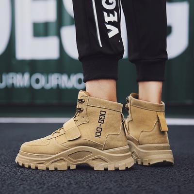 Mode 2019 Herfst Nieuwe Mode Casual Hoge Schacht Laarzen Heren Leer Werklaarzen Heren Wild Woestijnlaarzen jkm45