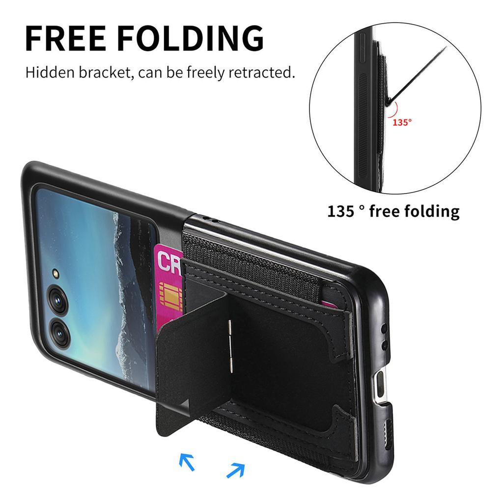For Motorola Razr 40 Ultra 5G Case Kickstand Retro Leather Back Cover with Card Holder