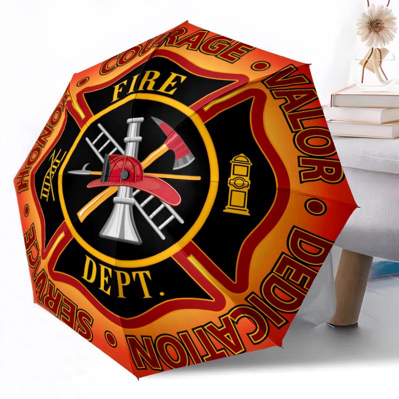 Feuerwehr Mut Outdoor Automatischer Regenschirm Einziebares Design mit 8 Speichen Langlebigkeit Leicht Perfektes Geschenk für Freunde Familie