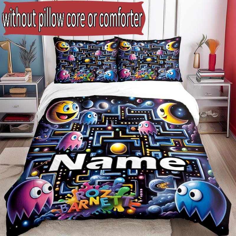 3pcs Duvet Cover Set (1*Duvet Cover + 2*Pillowcase, Without Core), Custom Name PAC Pattern Bedding Set, Home Bedroom Decor Gift