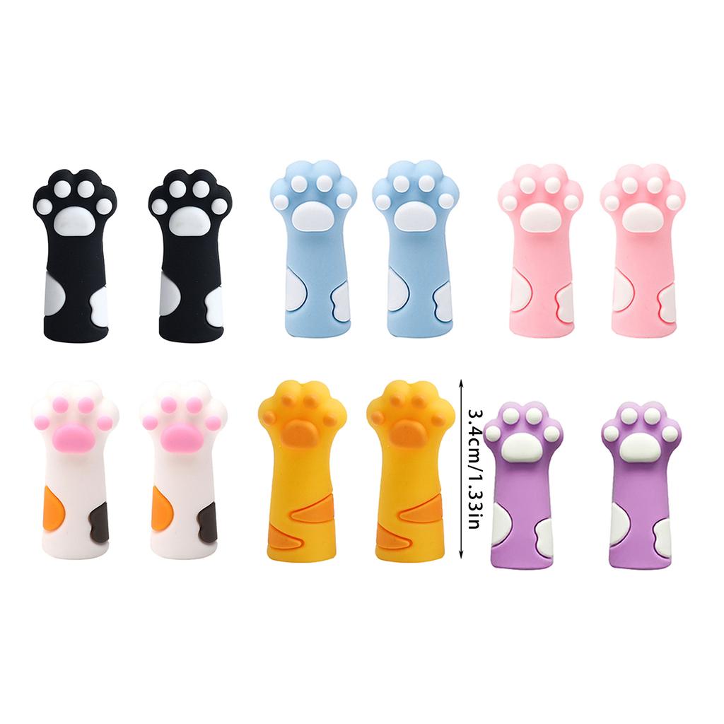 6PCS Cartoon Cats Claw Pencil Topper Silicone Pencil Caps Chewing-proof Silicone Pencil Tip Protector for Kid Student