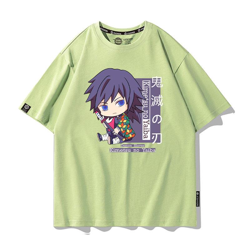 Summer Cartoon Ghost Killing Blade Summer Anime Cotton Cartoon Printing New Unisexs and Womens Casual Round Neck Short Sleeve
