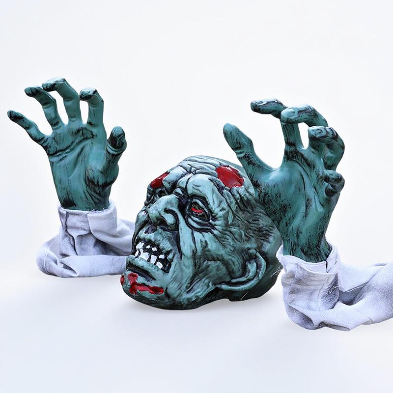 Halloween Skull Head Lawn Stakes: Haunted Escape Room Decor - Undead Trio