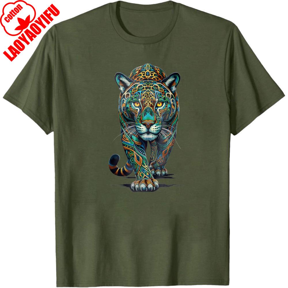 Colorful Leopard Animal Print Summer Casual Men TShirt Cotton Slim Fit Fashion Aesthetic Gift for Him Wild Nature Design Tops