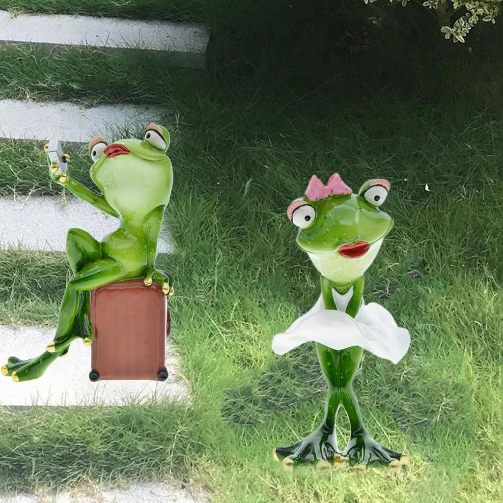 Frog Statue, Fairy Garden Yard Patio Resin Animal Figurine, Desktop and Lawn Decor