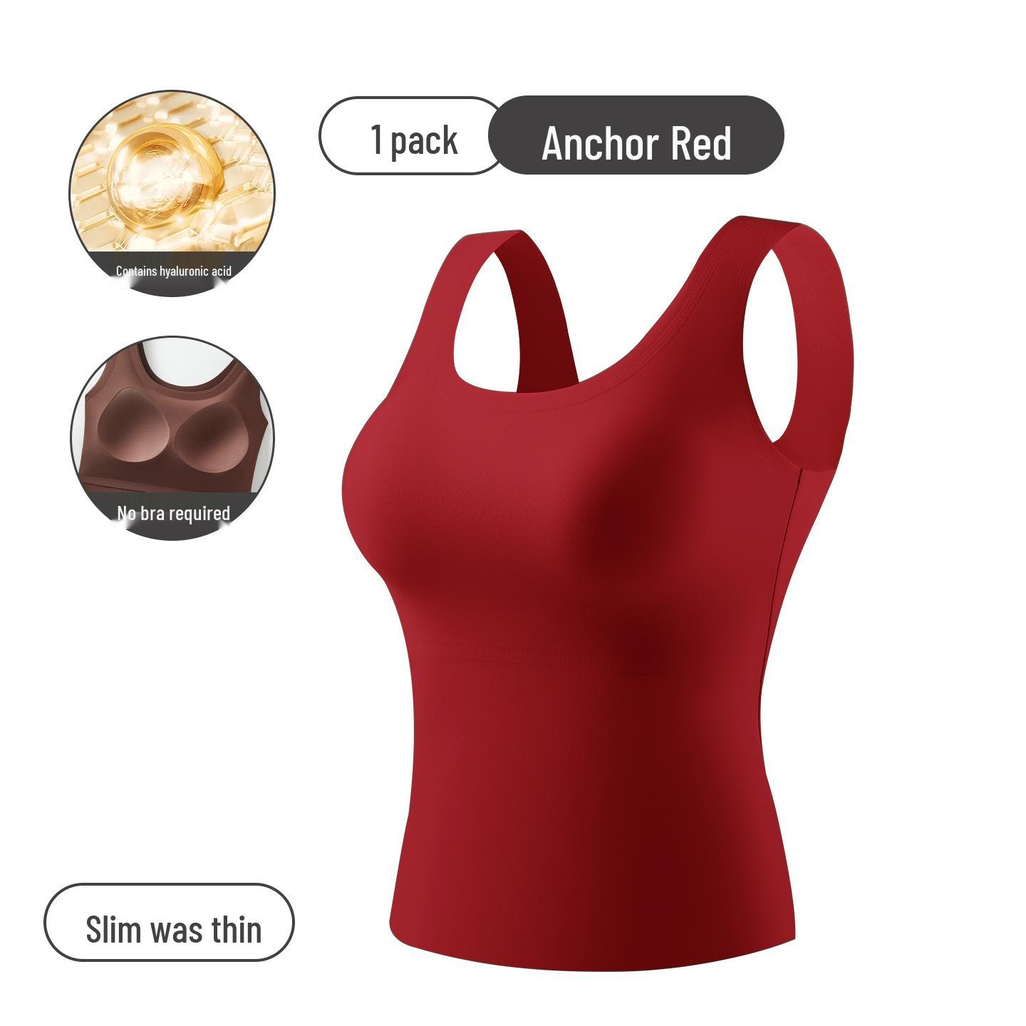 

Hyaluronic Acid Ice Silk Women s Camisole with Built-in Bra Pads - Plus Size, Stylish Back, No Extra Bra Needed L (95-115 lbs)