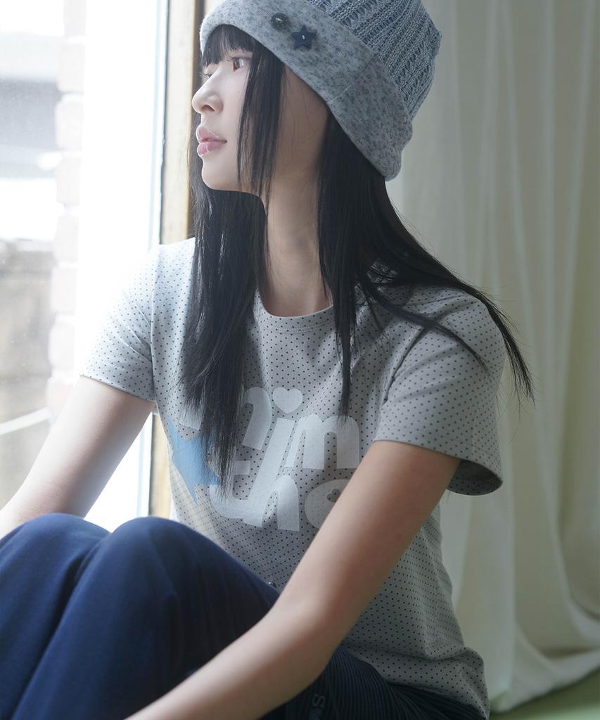 Mimdeowodeulobeu Mimthe Star Dot Crop T-Shirt_Light Gray