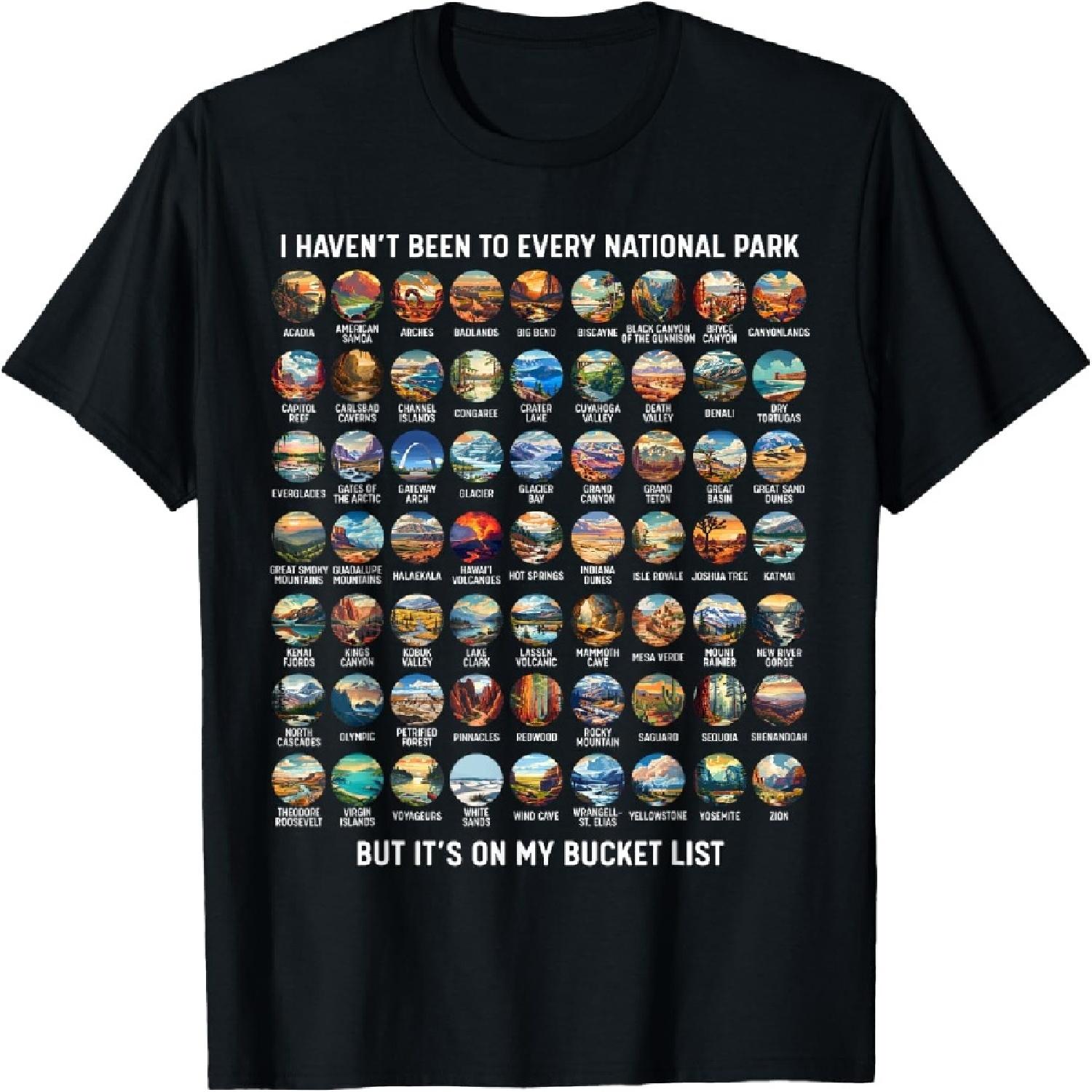 All US National Park Checklist Bucket List Of National Parks T-Shirt XXXXXL разноцветный
