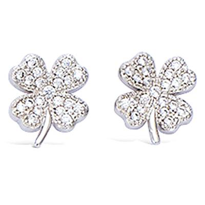 [L7679] - Silver 'Clover' Silver Earrings (rhodium-plated) - 10x8 Mm