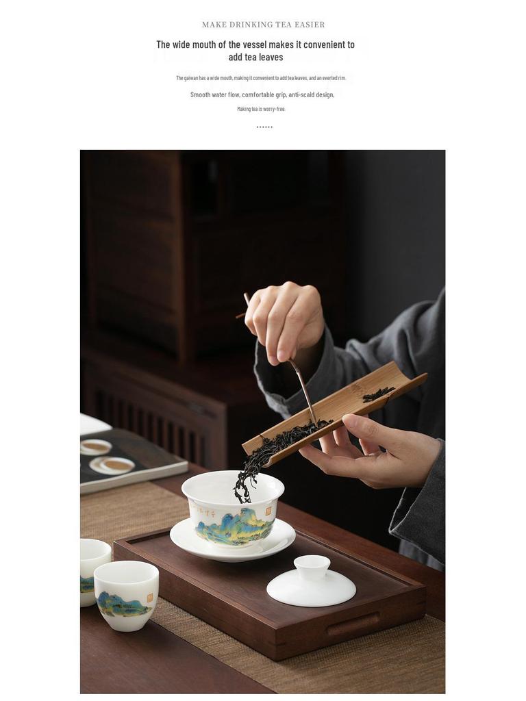 Mutton Fat Jade Dehua Porcelain Kung Fu Tea Set Souvenir