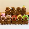 Kawaii Cute Capybara Plush Toy with Turtle Bag Strawberry Cap Kids Gift Home Decoration Soft Plush Animal Stuffed Toy