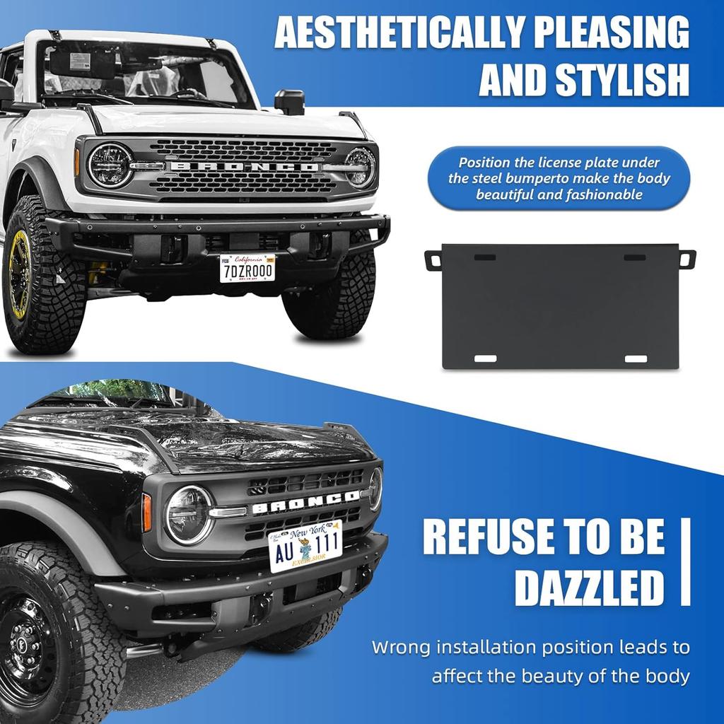 Front License Plate Frame For Ford Bronco, Aluminum Alloy License Plate Mounting Bracket Holder For Ford License Plate Accessories 2024