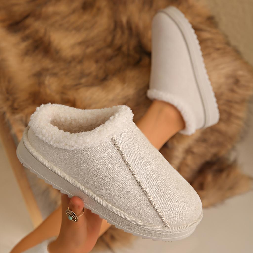 Winter 2025 Warm Fluffy Woman Slippers Soft Bottom Non Slip Thick Plush Clogs Women Casual Platform House Inddor Shoes Slides 45