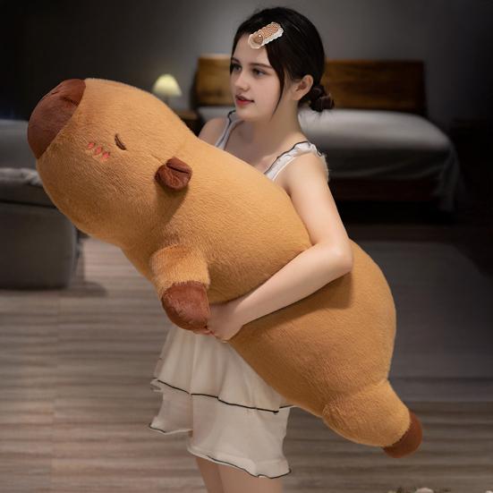 Plyšová hračka Kreslené zvíře Kapybara Tvar Polštář s PP bavlněnou výplní Mazlivý design Uklidňující plyšová panenka