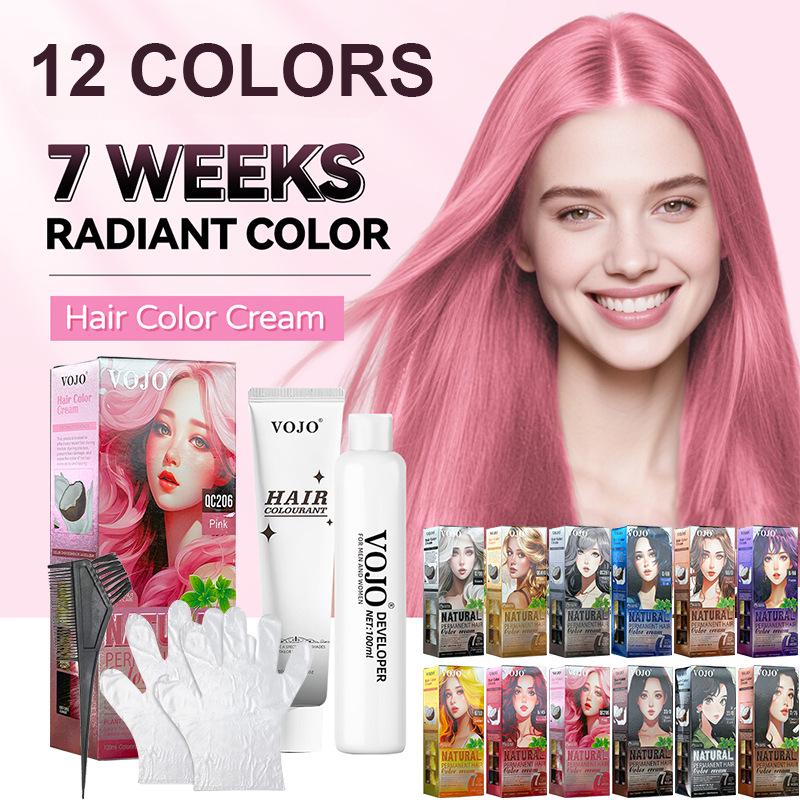 All-in-One Cross-Border Hair Dye Kit: Easy Full-Color Cream with Built-in Comb for Beginners