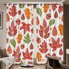 2pcs Autumn Leaf Print Perforated Blackout Curtains Multiple Size Living Room Bedroom Insulation Decoration   Easy Installation