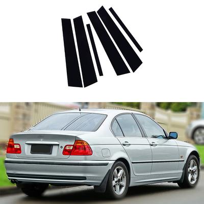 6pcs Fit For BMW E46 4-door Sedan1998-2005 Gloss Black Pillar Posts Door Side Decorative Window Trim Cover Stickers Accessories