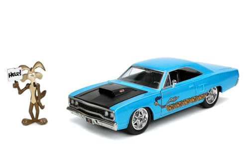 JADA TOYS 1/24 Scale Looney Tunes Plymouth Road Runner 1970 Blue with Coyote Figure (Looney Tunes Wile E. Coyote Road Runner 32038) [Parallel Import]