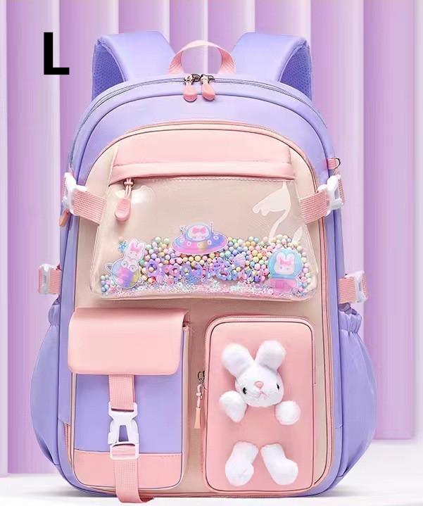 Entzückender Hasen-Rucksack für Teenager-Mädchen Niedliche Cartoon-Schultasche für Grundschülerinnen 2 Größen Reiserucksack für Klasse 1-9