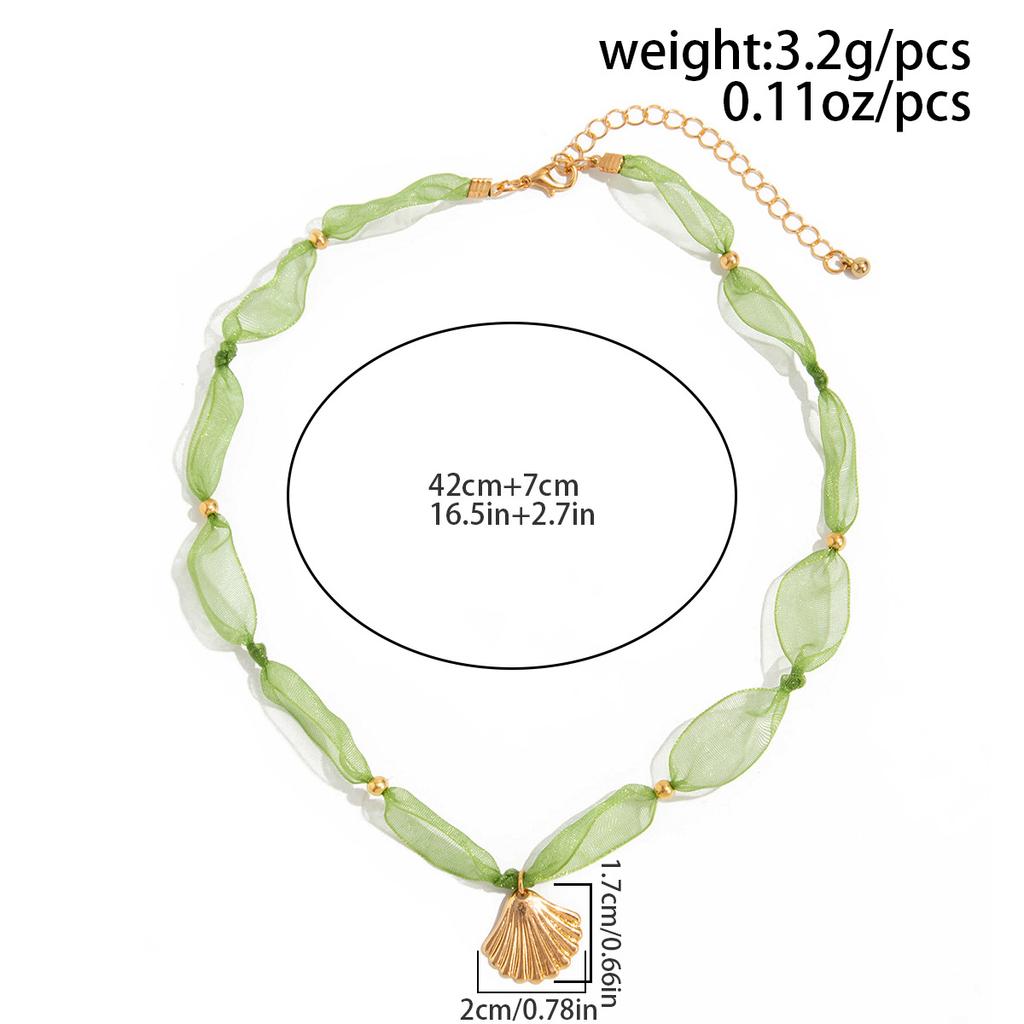 Ocean Style Starfish Scallop Necklace Cute Small Fresh Mesh Yarn Design Collar Chain Necklace