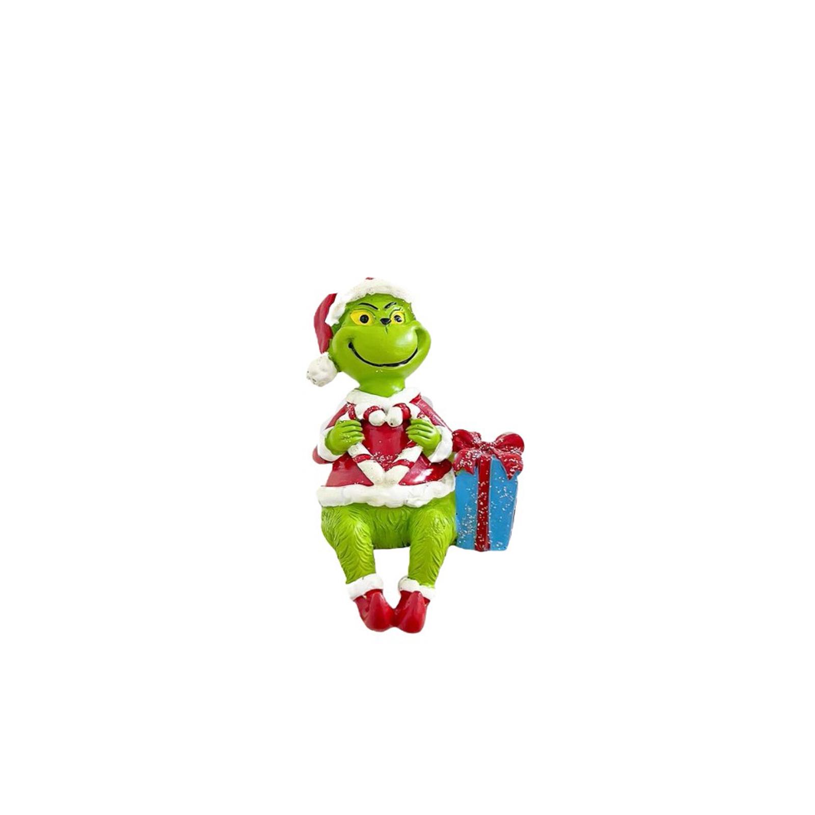 

Holiday Figurine with Festive Character and Dog Wearing Santa Hats for Seasonal Home Table Decoration Display
